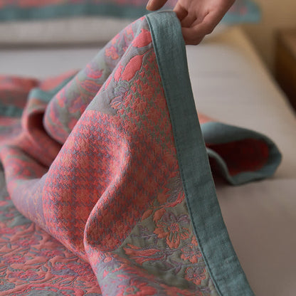 Cotton Gauze Quilt | 100% Organic Cotton | Floral Design, Multiple Sizes