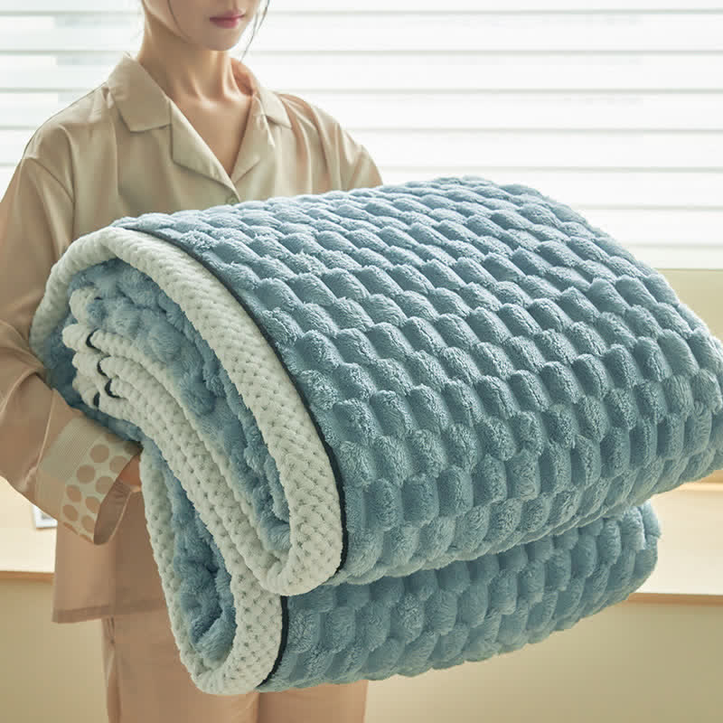 Thick Coral Fleece Throw Blanket | Reversible Polyester | Full/Queen Size