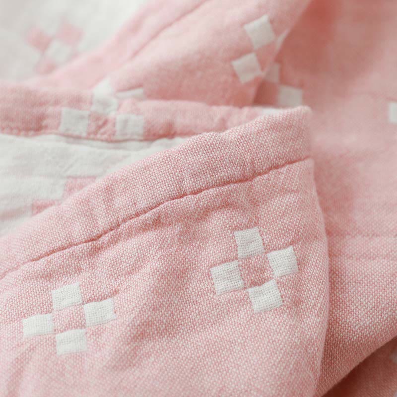 Mini White Plaid Quilt | 100% Organic Cotton | Lightweight Summer Bedding