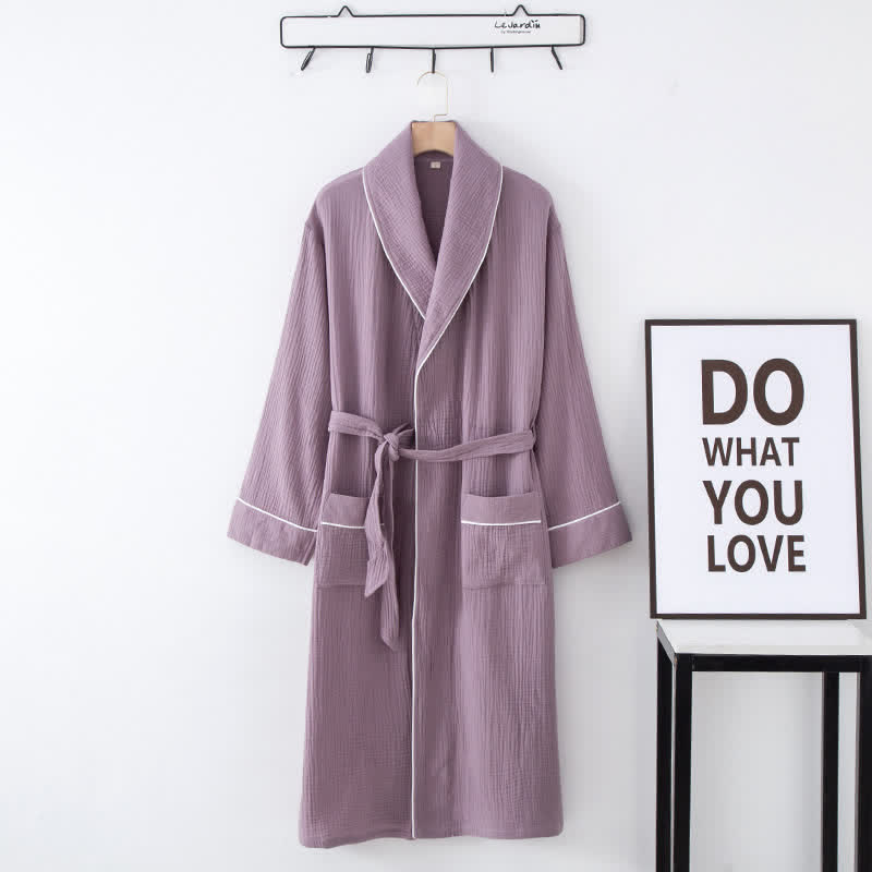 Solid Color Bathrobe | Pure Cotton | Loose-Fit Design