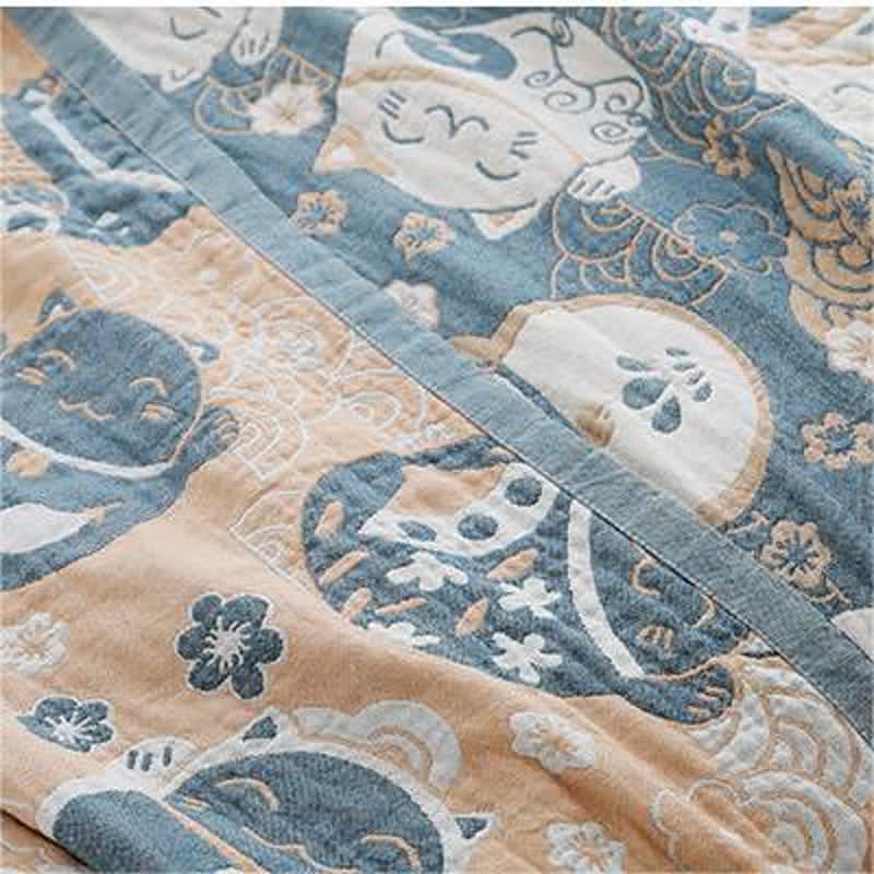 Cat Reversible Quilt | Breathable Organic Cotton | Full/Queen Size