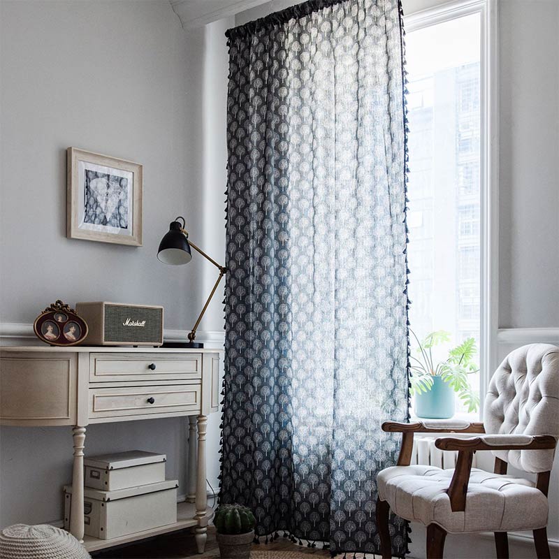 Farmhouse Semi-Blackout Curtain | Cotton Linen | Single Panel
