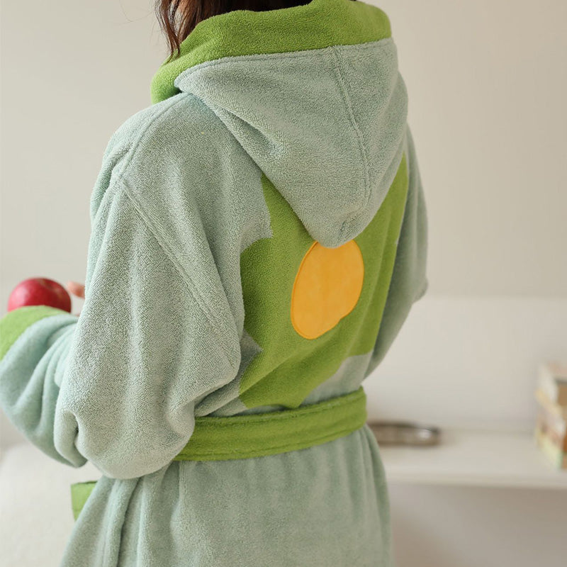 Flower Colorblock Hooded Bathrobe | Soft Cotton Fabric | Kids & Adults Sizes