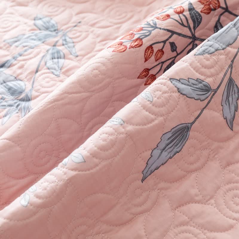 Floral Quilted Bedding Set | 100% Organic Cotton | Queen Size, 2 Pillowcases