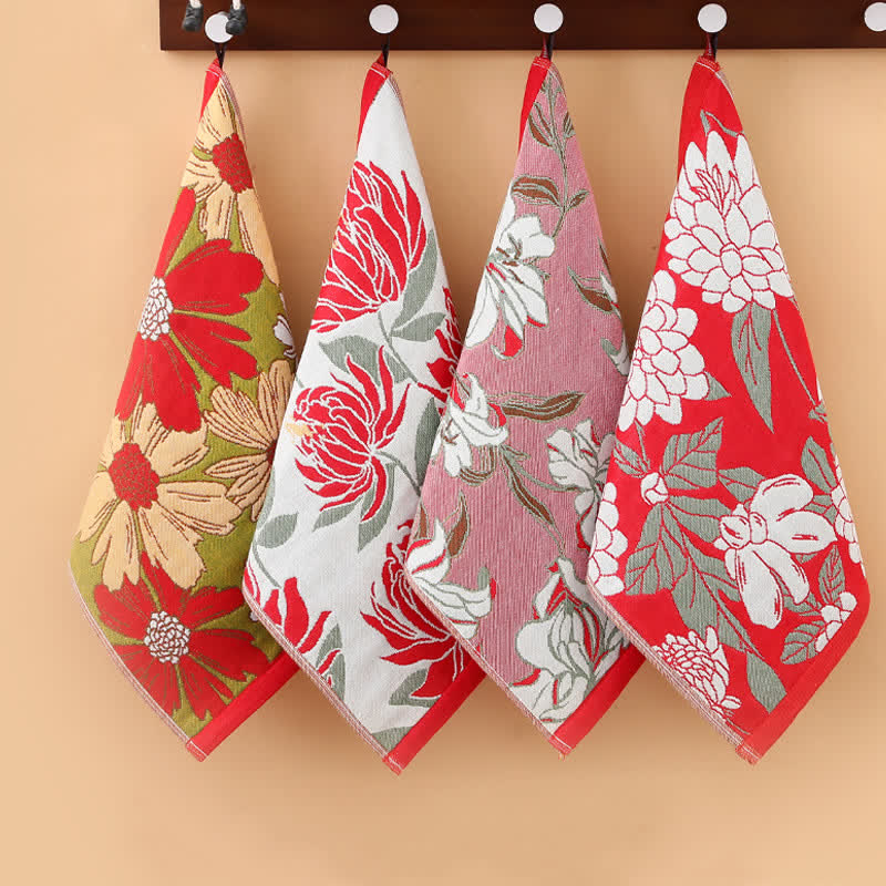 Hand Towels | Pure Cotton Floral Jacquard | Set of 2 or 4