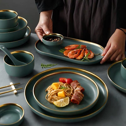 Dinnerware Set | Porcelain | Grey Green