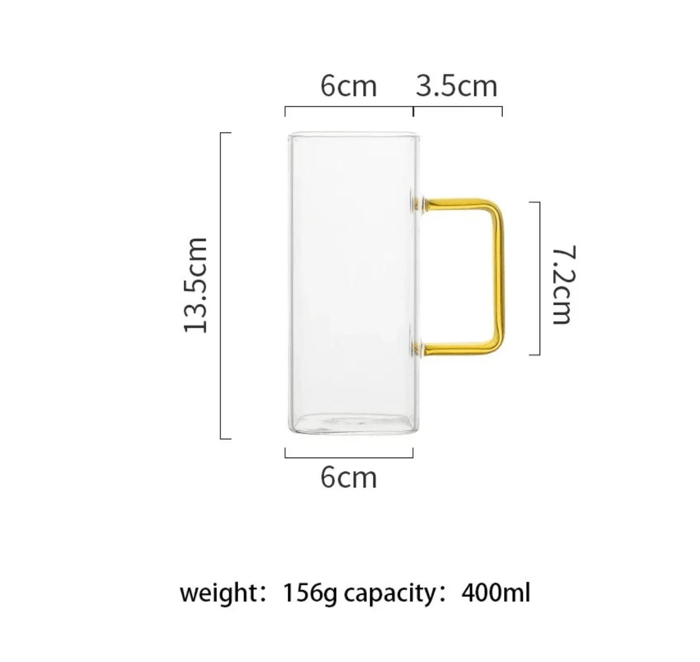 Square Glass Mug | 400ml | Microwave Safe