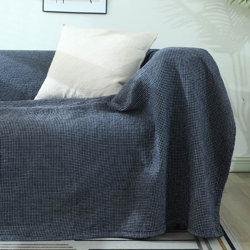 Plaid Sofa Blanket | Soft Cotton Gauze | Single Piece