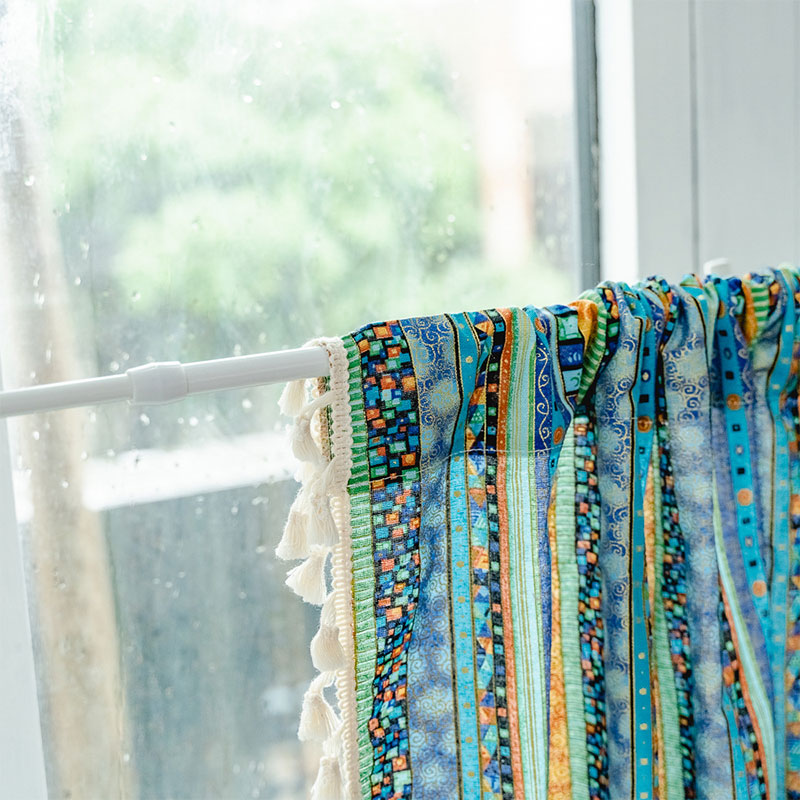 Plaid Tier Curtain | Cotton Linen | Colorful