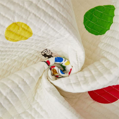 Quilted Cotton Bedding Set | Polka Dot & Pumpkin Design | Queen/King Size