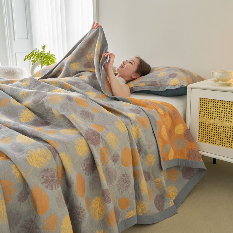 Cotton Gauze Reversible Quilt | Yarn-Dyed Jacquard | Full/Queen/King Sizes