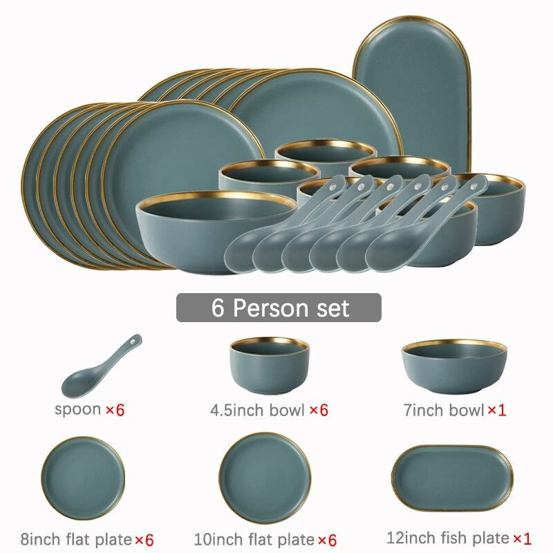 Dinnerware Set | Porcelain | Grey Green