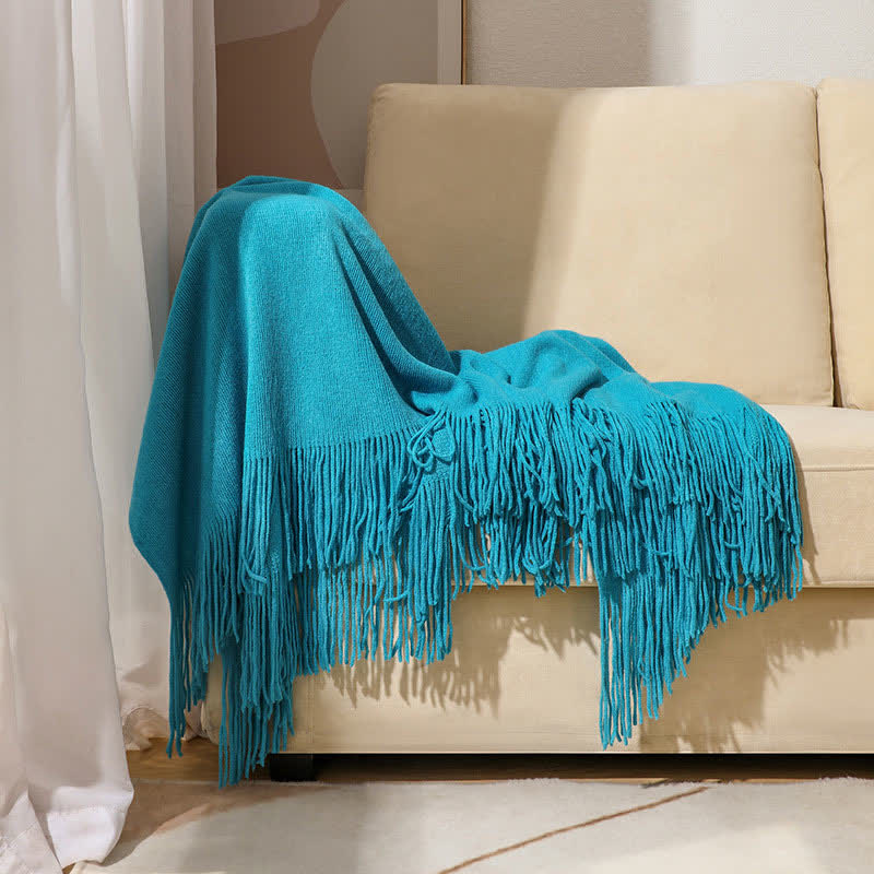 Tassel Throw Blanket | Soft Acrylic Fabric | 50" x 70" or 51" x 94"