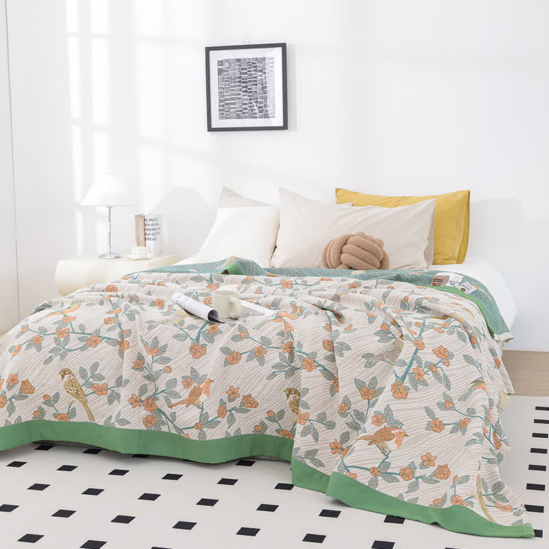 Cotton Gauze Quilt | Jacquard Floral Design | King Size
