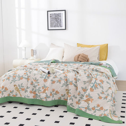 Cotton Gauze Quilt | Jacquard Floral Design | King Size