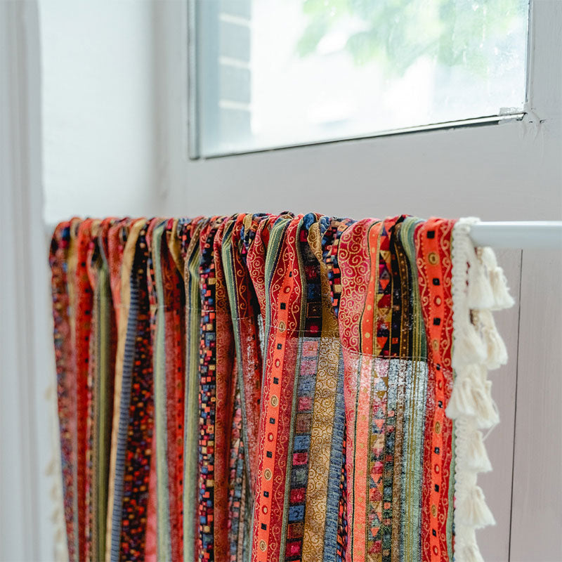 Plaid Tier Curtain | Cotton Linen | Colorful