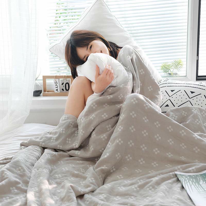 Mini White Plaid Quilt | 100% Organic Cotton | Lightweight Summer Bedding