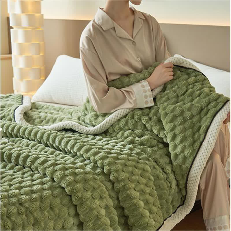Thick Coral Fleece Throw Blanket | Reversible Polyester | Full/Queen Size
