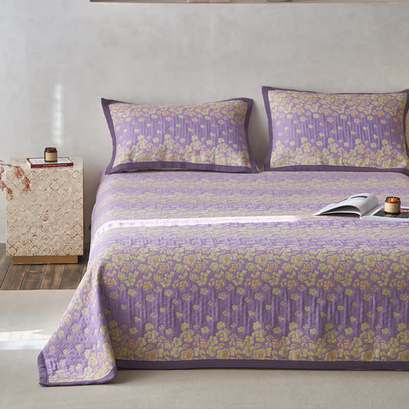 Rustic Floral Quilt | 100% Organic Cotton | Purple | Full/Queen/King Options