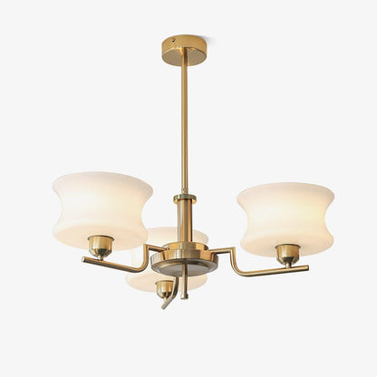 Belue Chandelier | Vintage Gold Metal & Glass | 3 or 5 Heads