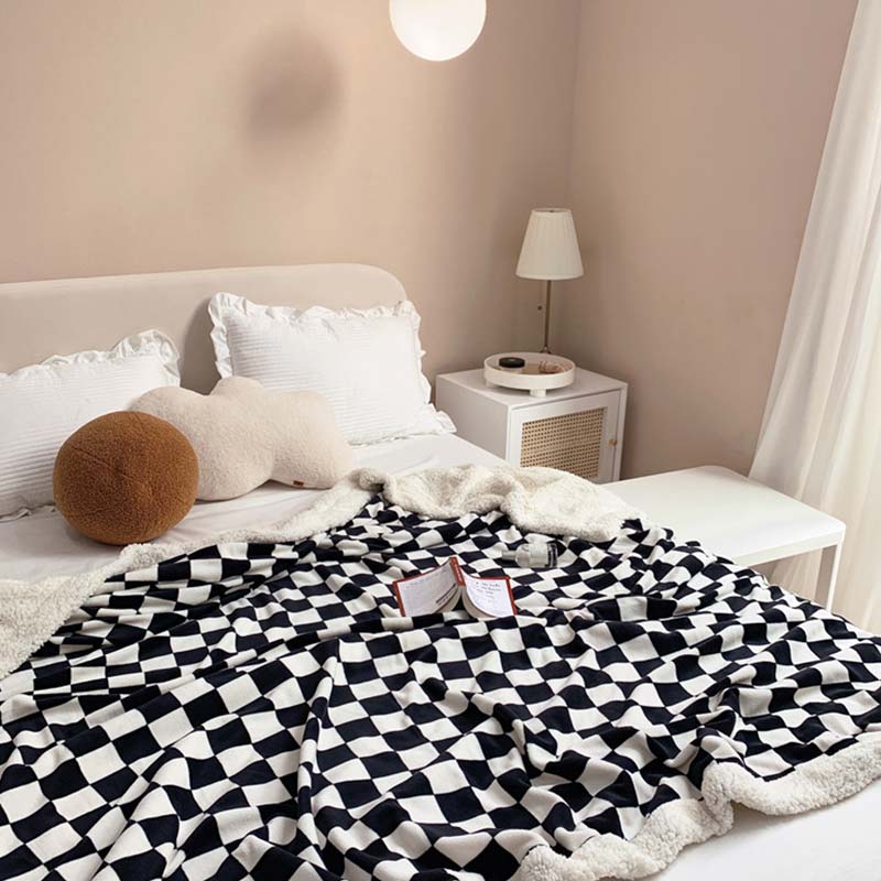 Checkerboard Reversible Throw Blanket | Soft Polyester | Lightweight