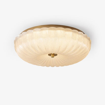 Ripple Glass Ceiling Light | Frosted White Glass & Gold Metal | Multiple Sizes Available