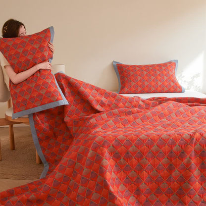 Cotton Gauze Quilt | Organic Cotton with Peacock Tail Design | Full/Queen Size Options