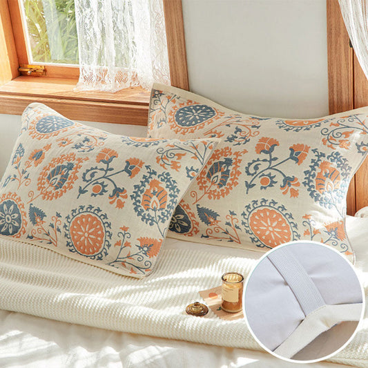 Floral Print Pillow Towels | Cotton Gauze | Set of 2