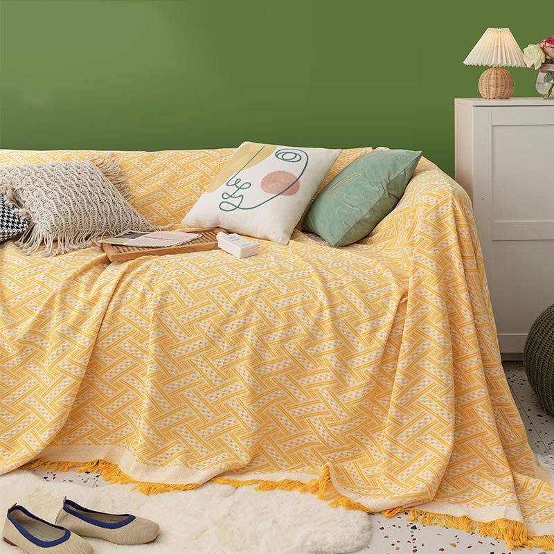 Cotton Tassel Blanket | Reversible & Lightweight | Bohemian Design