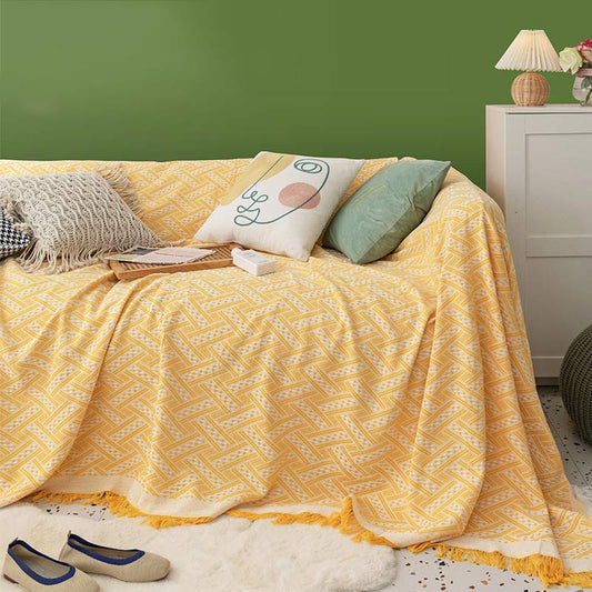 Cotton Tassel Blanket | Reversible & Lightweight | Bohemian Design