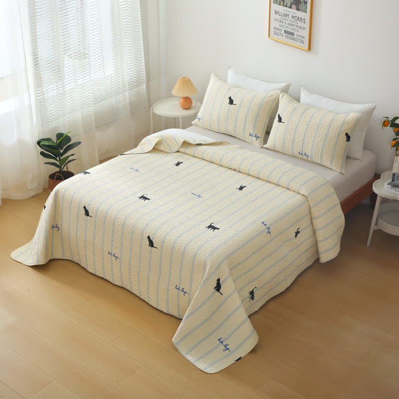 Pure Cotton Reversible Quilt | Black Cat Print | Available in Full, Queen, King Sizes