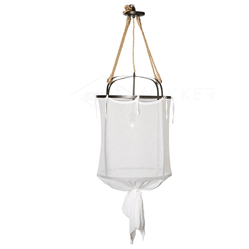 Provence Pendant Light | Belgian Linen & Metal | Black and White