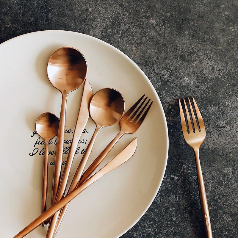Maison Cutlery Set | Rose Gold Stainless Steel | 16/24/48-Piece