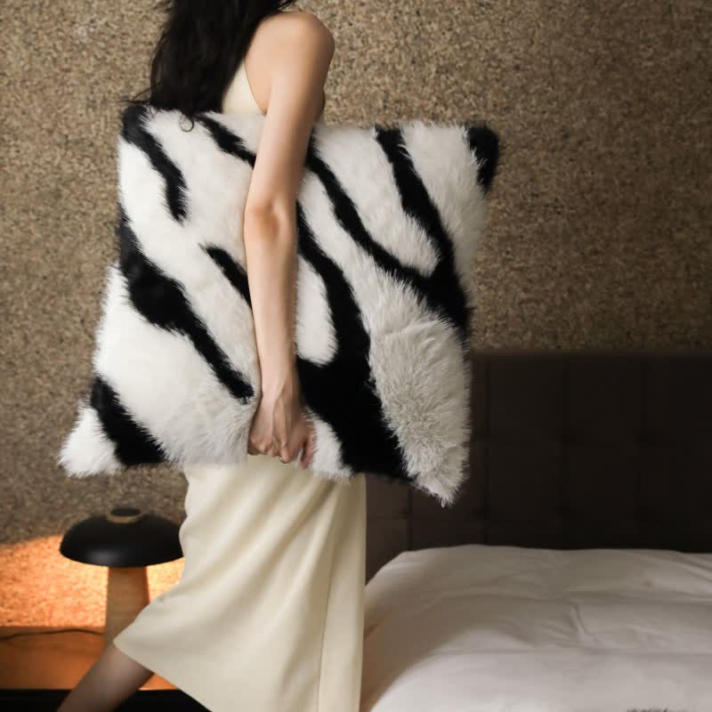 Zebra Print Blanket | Faux Fur Polyester | 39" x 63"