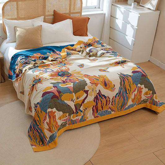 Butterfly Flower Quilt | 100% Organic Cotton | Reversible Design