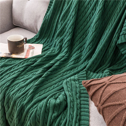Cotton Knit Sofa Blanket | Soft & Cozy | Solid Color