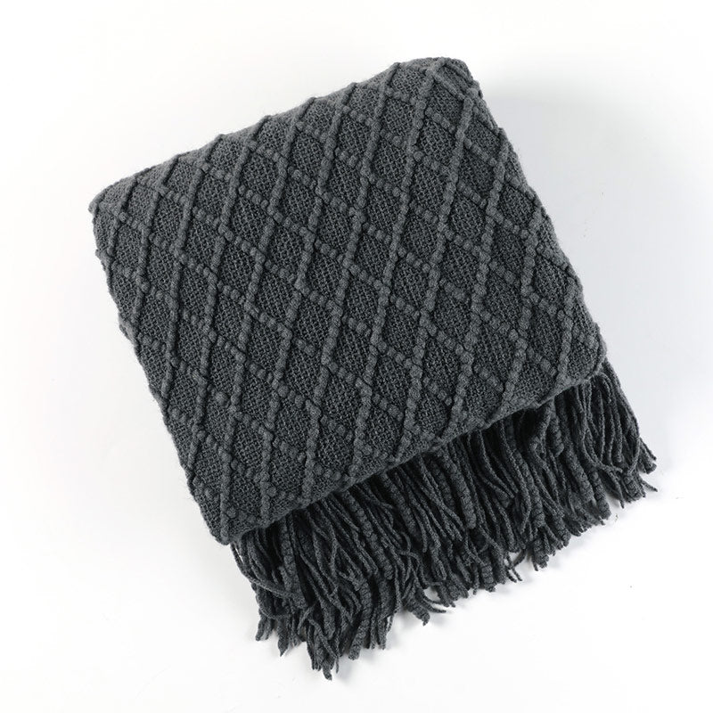 Knitted Prismatic Pattern Blanket | Acrylic Fiber | 127cm x 152cm