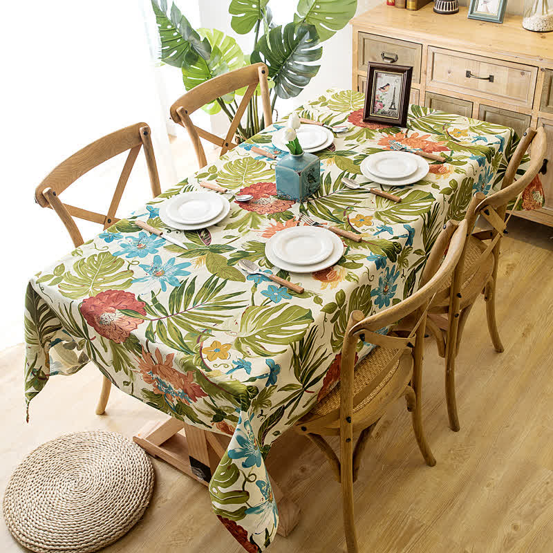 Tropical Monstera Tablecloth | Pure Cotton | Multiple Sizes Available