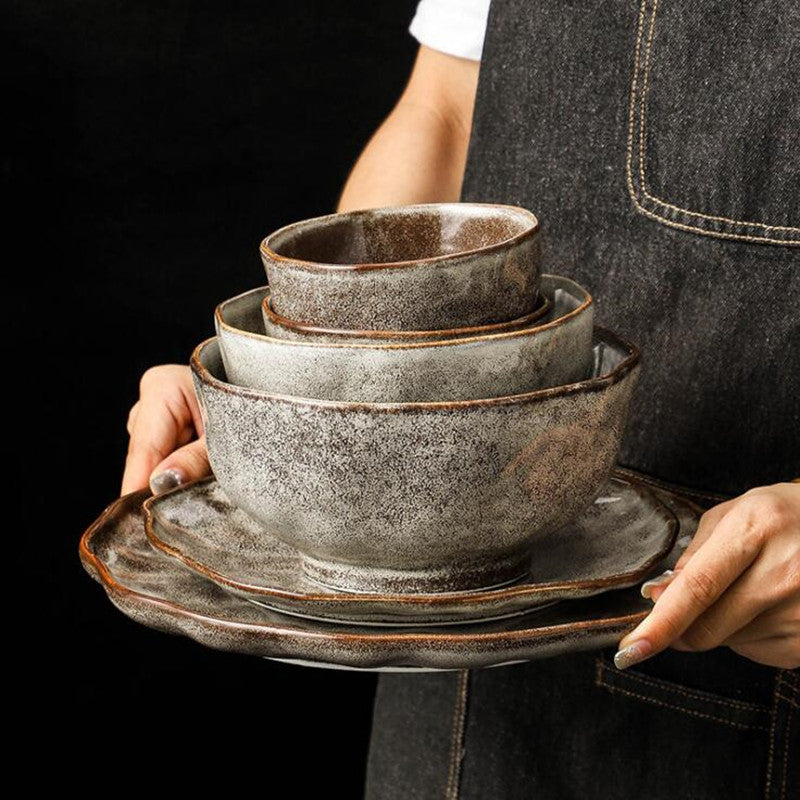 Oma Stoneware Dinnerware Set | Glossy Glaze | 4, 6, or 8 Person Options