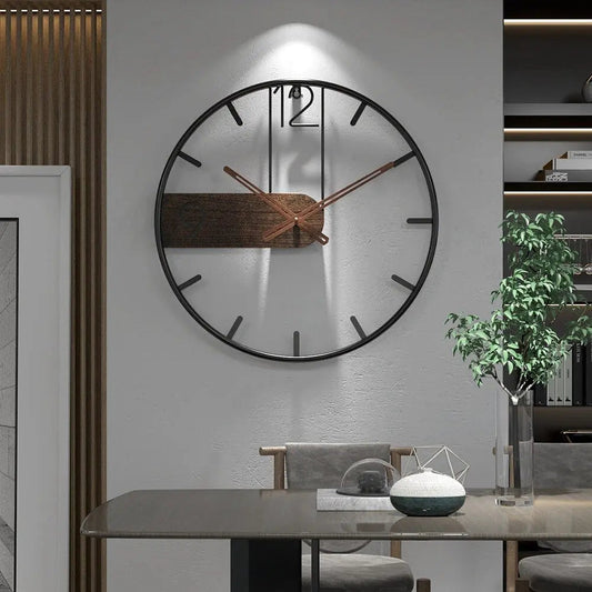 Horloge Murale | Acier et Noyer | EleganceTime