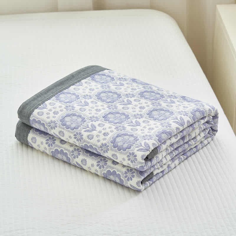 Summer Floral Cotton Gauze Quilt Set | 100% Organic Cotton | Full/Queen Size