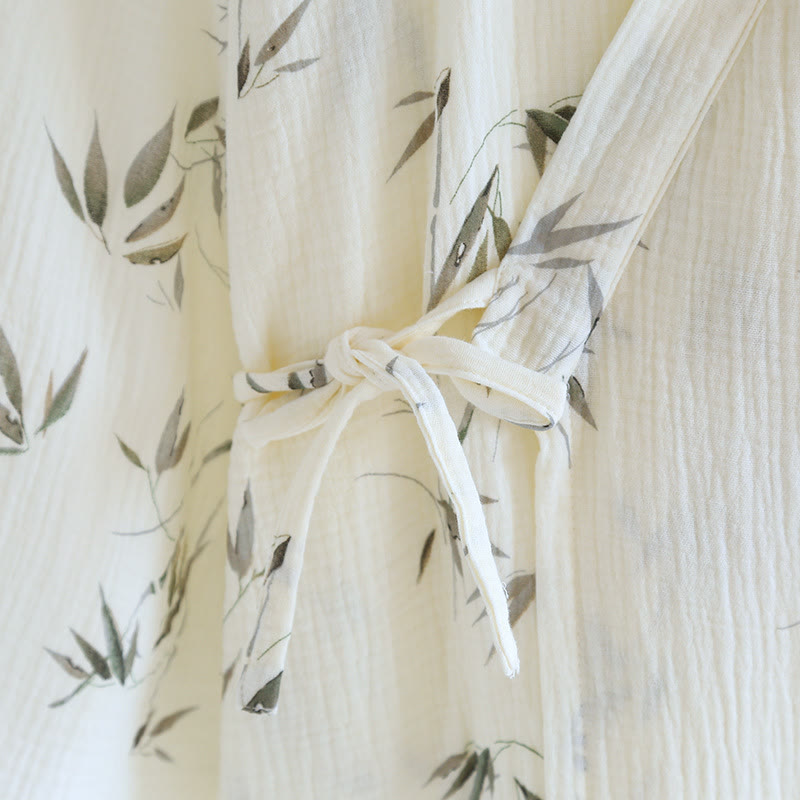 Cotton Bathrobe | Bamboo Print | Lightweight Comfort