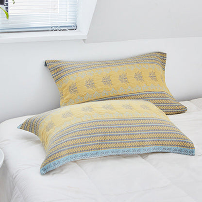 Cotton Decorative Pillow Towel | 100% Pure Cotton | Yellow | Set of 2