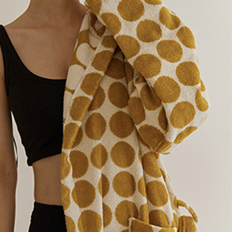 Hooded Bathrobe | Soft Cotton | Polka Dots Design