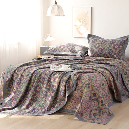 Cotton Quilt | Reversible Embroidered Petal Flower Pattern | Full, Queen, King Sizes