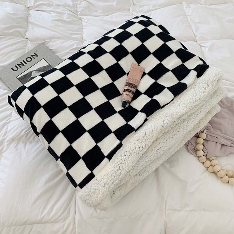 Checkerboard Reversible Throw Blanket | Soft Polyester | Lightweight