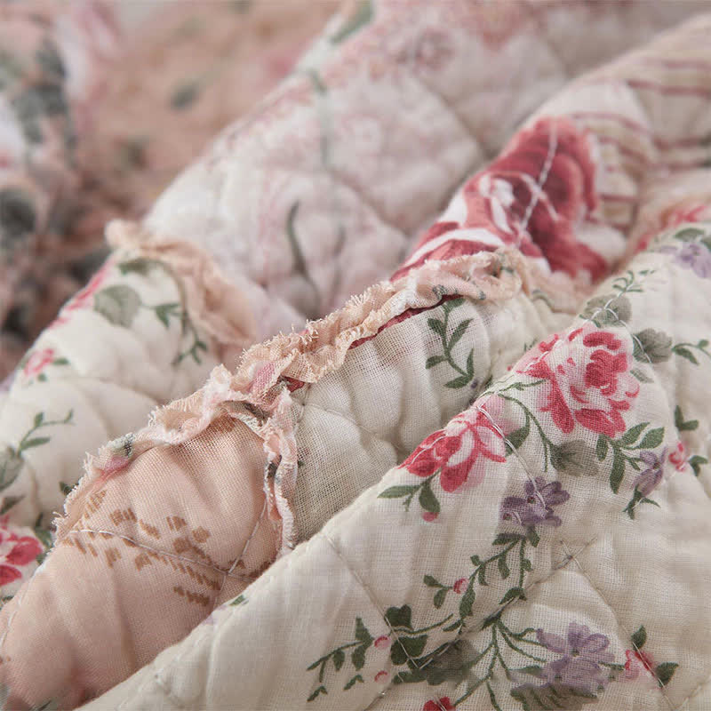 Pure Cotton Quilt | Floral Patchwork Design | Full Size 59"W x 79"L
