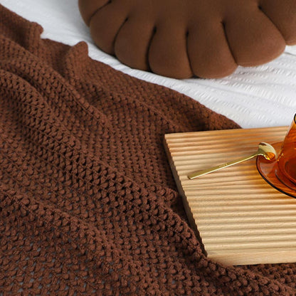 Knit Tassel Blanket | Soft Acrylic Fiber | Solid Color