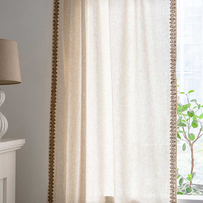 Bohemian Semi-Blackout Curtain | Cotton Blend | Beige