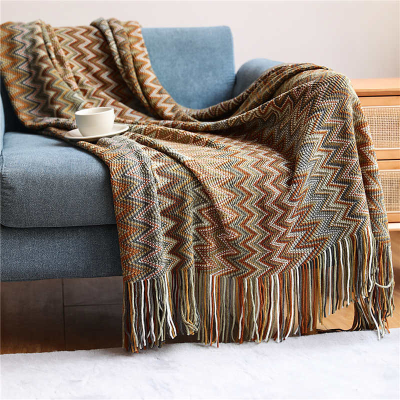 Striped Tassel Blanket | Soft Acrylic Fiber | Multiple Sizes